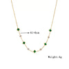 Wholesale Goldplated Titanium Steel Square Clavicle Chain Necklace With Emerald Inlaid Rhinestones Geometric Design Electroplated Accessories