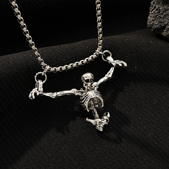 Wholesale Gothic Diablo Skull Pendant Necklace In Alloy With Electroplating Punk Hip Hop Dressed Skeleton Geometric Pattern And Regular Chain For Unisex