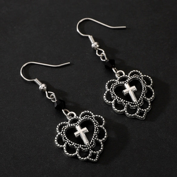 Wholesale Gothic Love Hollow Cross Earrings For Women Alloy Geometric Dark Style