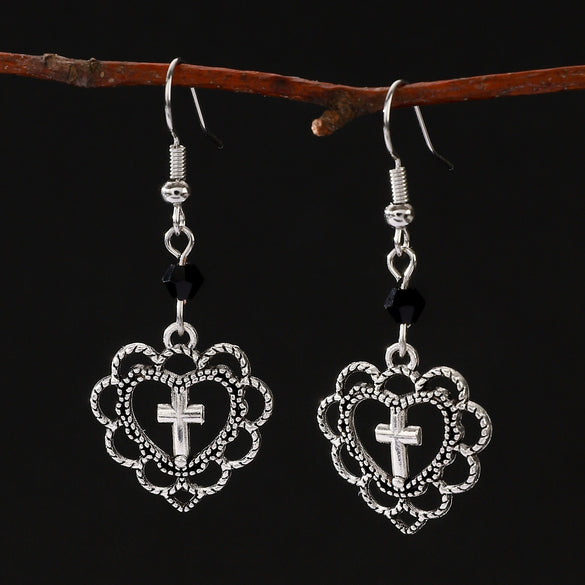 Wholesale Gothic Love Hollow Cross Earrings For Women Alloy Geometric Dark Style