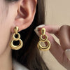 Wholesale Gourd Design Titanium Steel Earrings With Geometric Pattern Electroplated For Women Fashion And Versatile Light Luxury High End