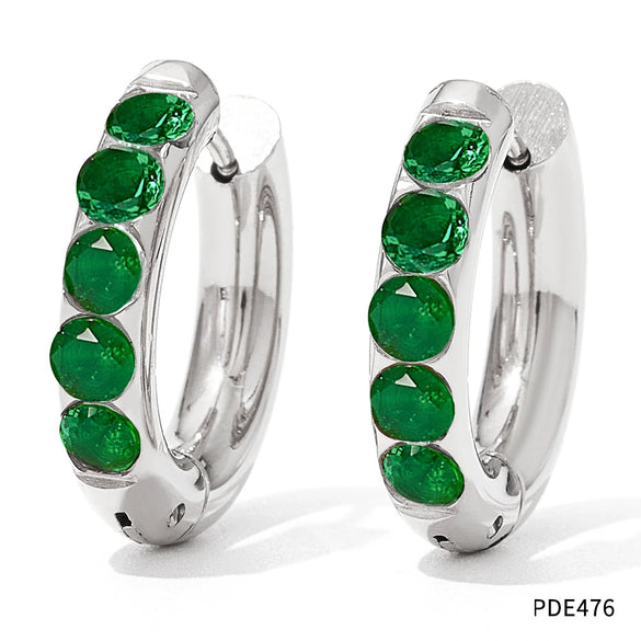 Wholesale Green Circle Female Earrings In Palace Style Stainless Steel With Electroplating And Geometric Design