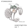 Wholesale Green Diamond Cactus Sun Goddess Ring In Stainless Steel With Geometric Pattern And Electroplating For Women