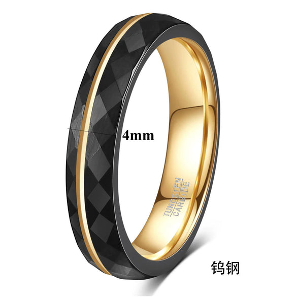 Wholesale Grooved Black Diamondshaped Electroplated Tungsten Steel Fashion Ring For Men And Women
