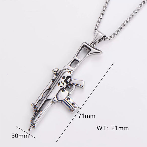 Wholesale Gun Necklace Stainless Steel Punk Hip Hop Geometric Polished Fashion
