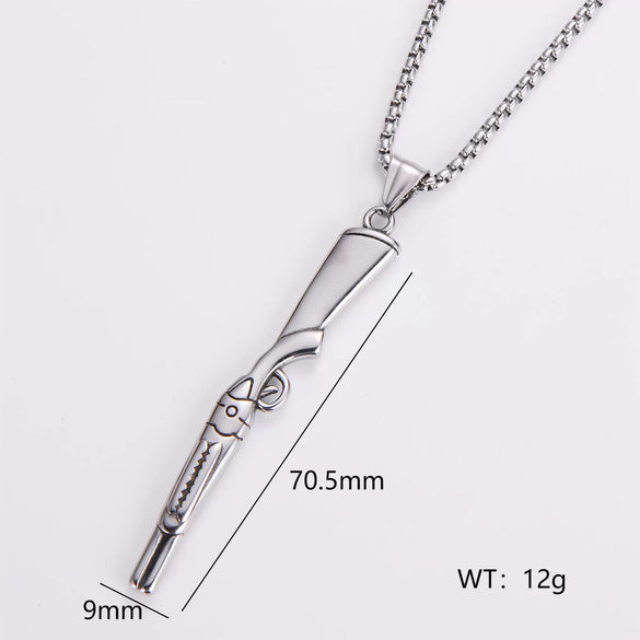 Wholesale Gun Necklace Stainless Steel Punk Hip Hop Geometric Polished Fashion