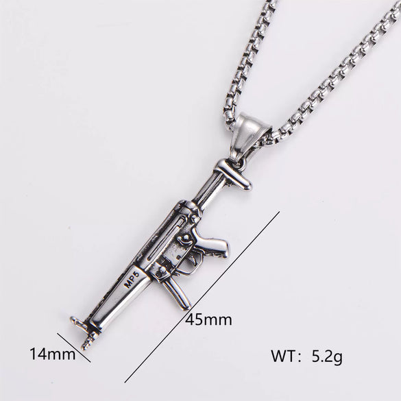 Wholesale Gun Necklace Stainless Steel Punk Hip Hop Geometric Polished Fashion