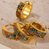 Wholesale Gymnolium Donut Stainless Steel Zircon Earrings Pvd Plated 18K True Gold Geometric Light Luxury Style