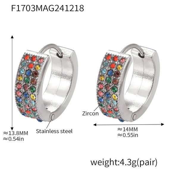 Wholesale Gymnolium Donut Stainless Steel Zircon Earrings Pvd Plated 18K True Gold Geometric Light Luxury Style