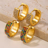 Wholesale Gymnolium Donut Stainless Steel Zircon Earrings Pvd Plated 18K True Gold Geometric Light Luxury Style