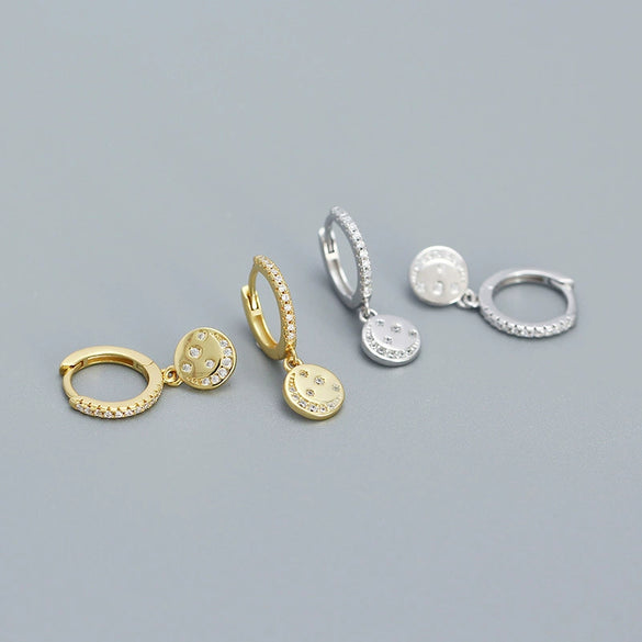 Wholesale Gypsophila Pendant Earrings 925 Silver Star Moon Geometric Electroplated Women's