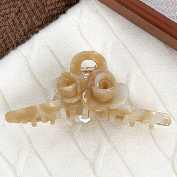 Wholesale Hair Accessories Acetic Acid Handmade Twin Flowers Grab Clip For Women
