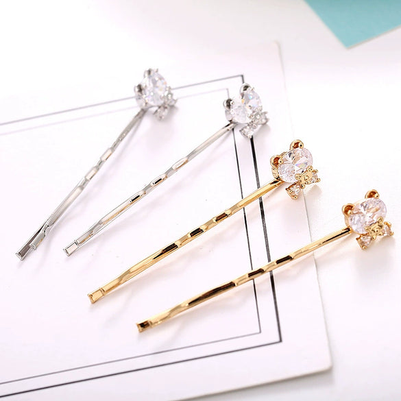 Wholesale Hair Accessories Alloy Bear Fivepointed Star Snowflake Rectangular Zircon Electroplated Jewelry For Women