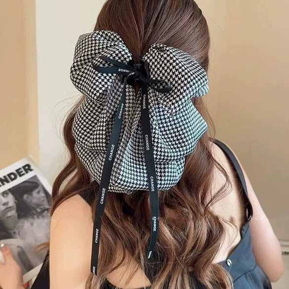 Wholesale Hair Accessories Fabric Handmade French Retro Floral Bow Ribbon Clip For Women