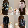 Wholesale Hair Accessories Fabric Handmade French Retro Floral Bow Ribbon Clip For Women