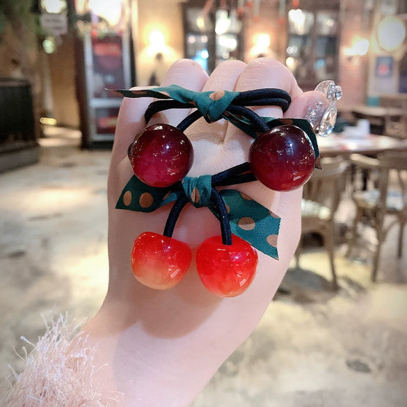 Wholesale Hair Accessories Hair Band Hair Rope For Female Mixed Material Handmade Cherry Style High Elasticity