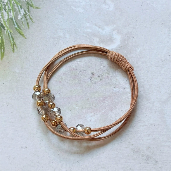 Wholesale Hair Accessories Mixed Materials Handmade Leather Jacket Head Rope For Women High Elastic Durable With Rhinestone And Beaded Design