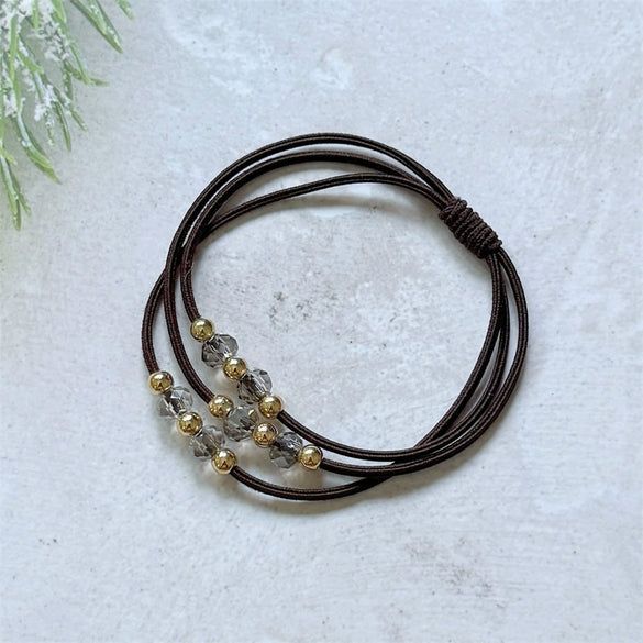 Wholesale Hair Accessories Mixed Materials Handmade Leather Jacket Head Rope For Women High Elastic Durable With Rhinestone And Beaded Design