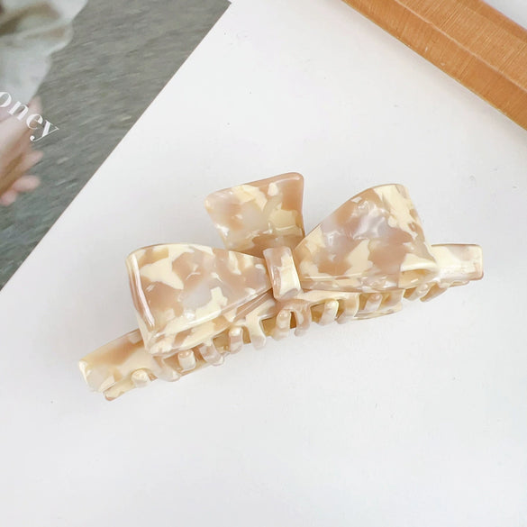 Wholesale Hair Accessories Plastic Resin Retro Handmade Grab Clip Bow Hairpin For Women