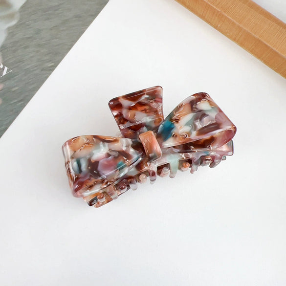 Wholesale Hair Accessories Plastic Resin Retro Handmade Grab Clip Bow Hairpin For Women