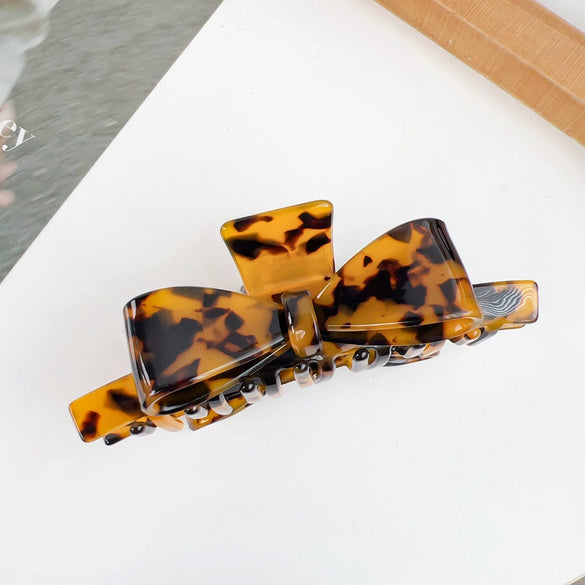 Wholesale Hair Accessories Plastic Resin Retro Handmade Grab Clip Bow Hairpin For Women