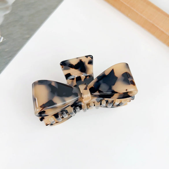 Wholesale Hair Accessories Plastic Resin Retro Handmade Grab Clip Bow Hairpin For Women