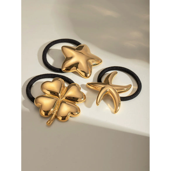 Wholesale Hair Accessories Stainless Steel Geometric Four Leaf Clover Electroplated Light Luxury Style