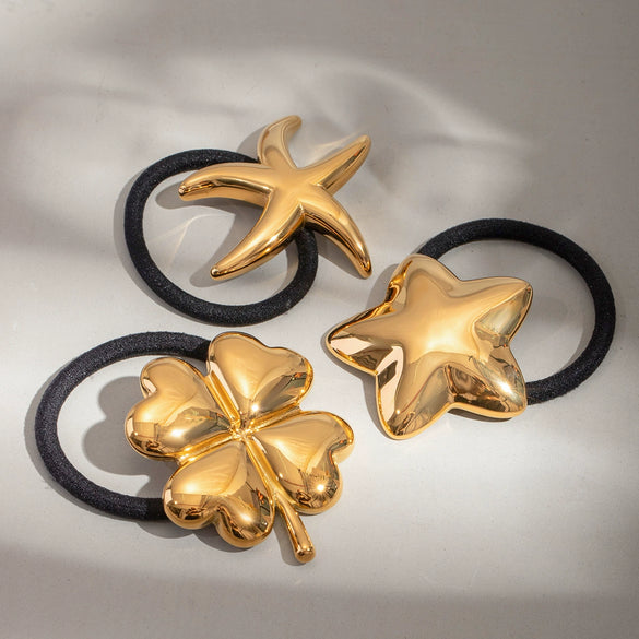 Wholesale Hair Accessories Stainless Steel Geometric Four Leaf Clover Electroplated Light Luxury Style