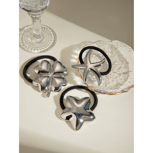 Wholesale Hair Accessories Stainless Steel Geometric Four Leaf Clover Electroplated Light Luxury Style