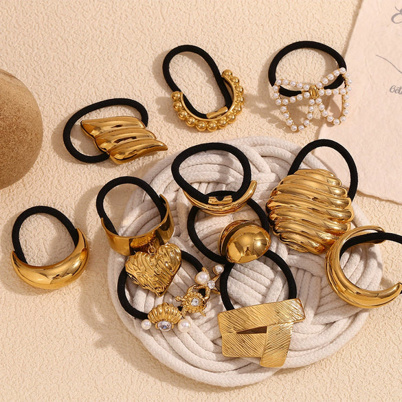 Wholesale Hair Accessories Stainless Steel 18K Gold Plated Cast Vintage Butterfly Wings Hair Rope For Women Electroplated