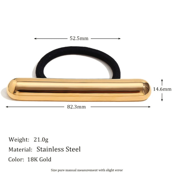 Wholesale Hair Accessories Stainless Steel 18K Gold Plated High Elastic Simple Round Stick Hair Rope Geometric Fashion
