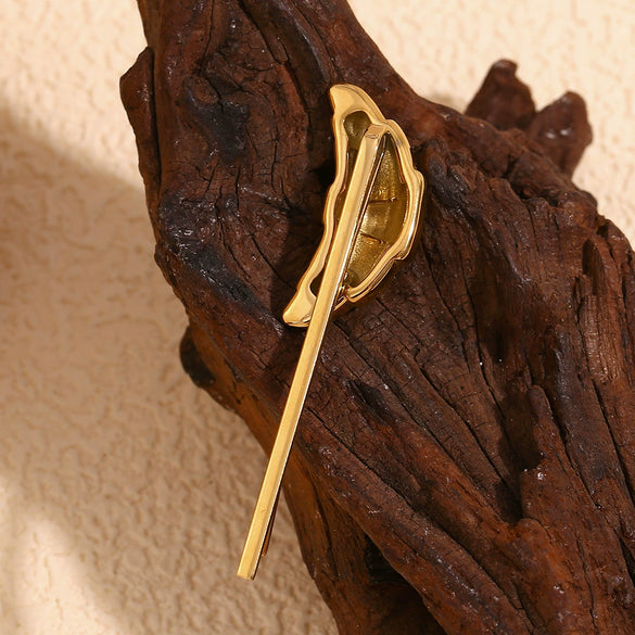 Wholesale Hair Accessories Stainless Steel 18K Gold Plated Horn Hairpin For Women Retro Niche Design