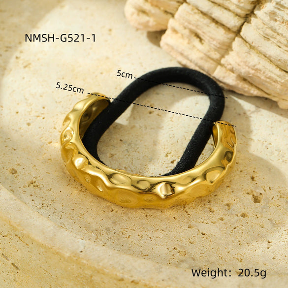 Wholesale Hair Accessories Stainless Steel Retro Ins Style Bow Geometric Starfish Hair Ring With 18K Gold Electroplated Hair Rope