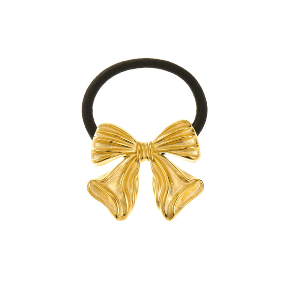 Wholesale Hair Accessories Stainless Steel Retro Ins Style Bow Geometric Starfish Hair Ring With 18K Gold Electroplated Hair Rope