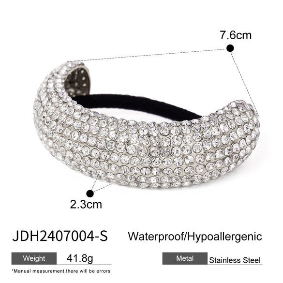 Wholesale Hair Accessories Stainless Steel U Shaped With Full Diamond Electroplated Black Rubber Band Light Luxury Design