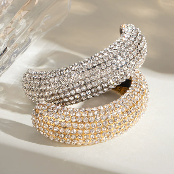 Wholesale Hair Accessories Stainless Steel U Shaped With Full Diamond Electroplated Black Rubber Band Light Luxury Design