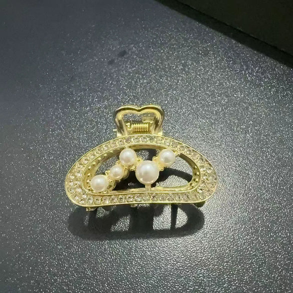 Wholesale Hair Accessories Zinc Alloy Elegant Half Grab Clip With Diamond Inlay For Women