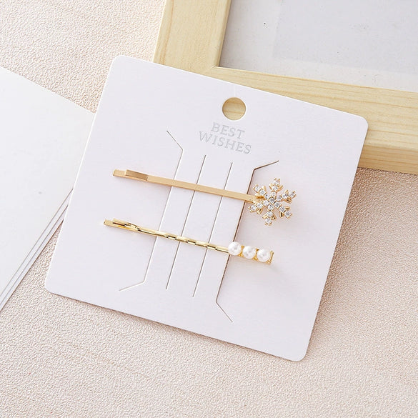 Wholesale Hair Clip With Imitation Pearls And Snowflake Design Electroplated For Women