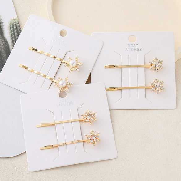 Wholesale Hair Clip With Imitation Pearls And Snowflake Design Electroplated For Women