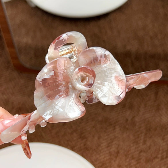 Wholesale Hair Clips Acetic Acid Sweet Plant Flowers Printing Style Twin Flower Ginkgo Leaf Design
