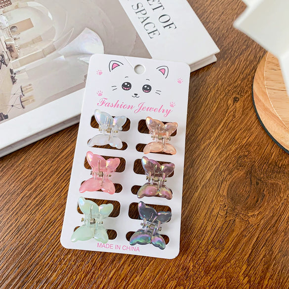 Wholesale Hair Ornaments Candycolored Mini Grab Sweet Mermaid Style Hairpins Plastic And Resin Material With Butterfly Flower Bow Pattern Handmade