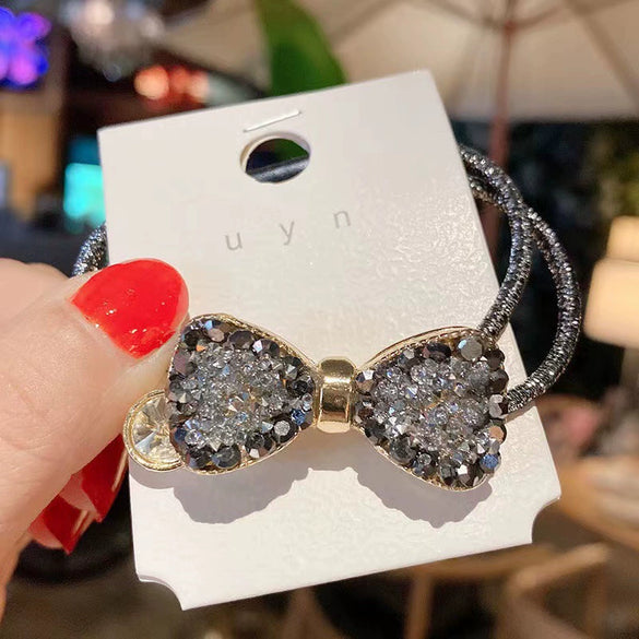Wholesale Hair Ring And Hair Rope Alloy Rhinestones Retro Bow Handmade