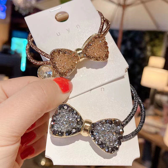 Wholesale Hair Ring And Hair Rope Alloy Rhinestones Retro Bow Handmade