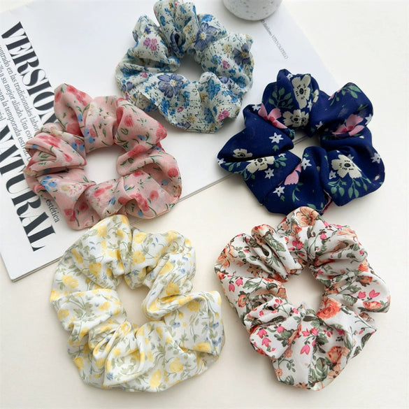 Wholesale Hair Ring Chiffon Fabric Small Floral Fresh Handmade Style For Women