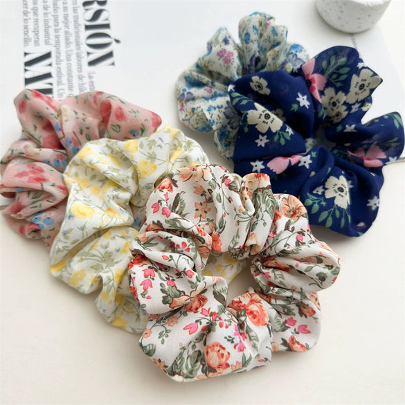Wholesale Hair Ring Chiffon Fabric Small Floral Fresh Handmade Style For Women