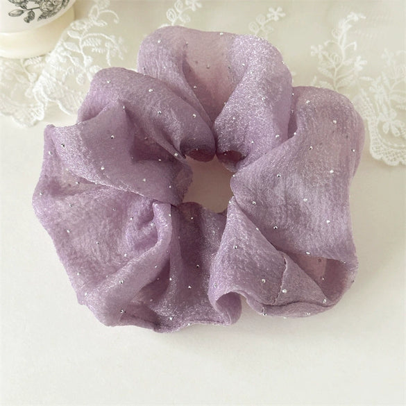 Wholesale Hair Ring Head Rope Head Flower Mixed Materials Handmade Cream Sweet Girl Style With Star Bubble Mesh Shape