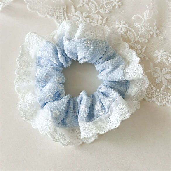 Wholesale Hair Ring Headwear Lace Fabric Handmade Girl Colorful Fresh Small Floral High Elasticity Lovely