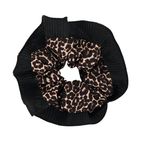 Wholesale Hair Ring Retro Leopard Lace Fabric Handmade Women's Fashion Niche Design Elegant Hair Rope Large Bowel Ring