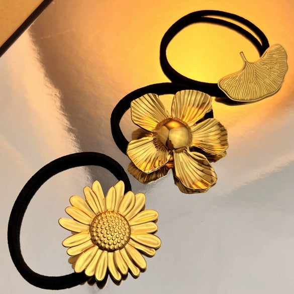 Wholesale Hair Rope Stainless Steel Retro Sunflower Style Electroplating For Women