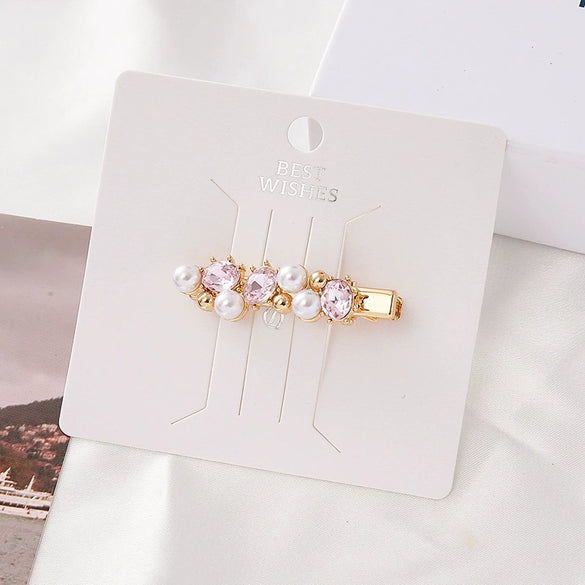 Wholesale Hairpin Alloy Crystal Flower Oval Rhinestone Electroplating Women's Simple Fashionable Duckbill Clip